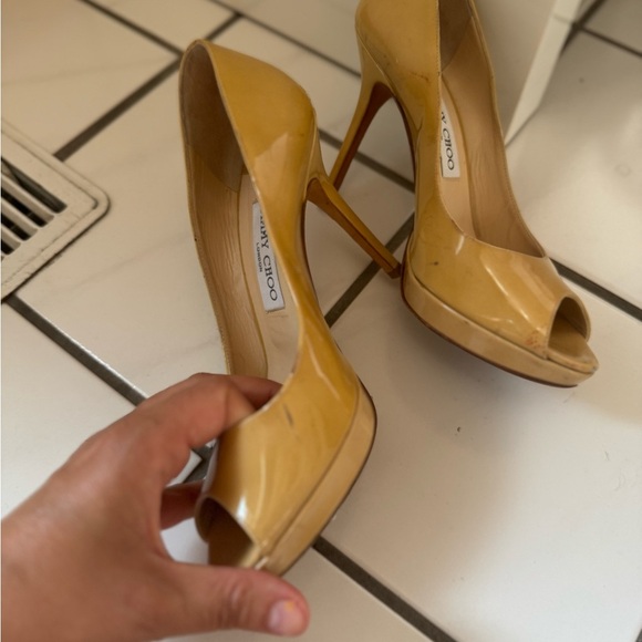 Jimmy Choo Peep Toe Tan leather heels - Picture 8 of 16
